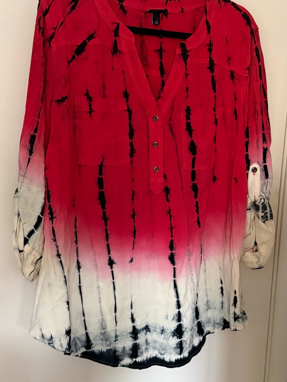 torrid Harper Red, Black & White Tie-Dye Shirt